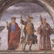 Sandro Botticelli Domenico Ghirlandaio and Assistants,The Roman heroes Decius Mure,Scipio and Cicero oil painting artist